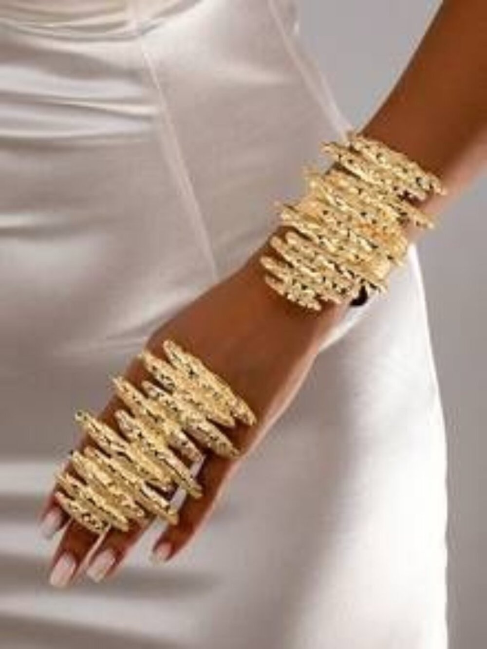 2pcs Pleated Water Wave Bracelet & Ring Set